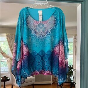 Chico's Vibrant Blue and Pink/Purple top